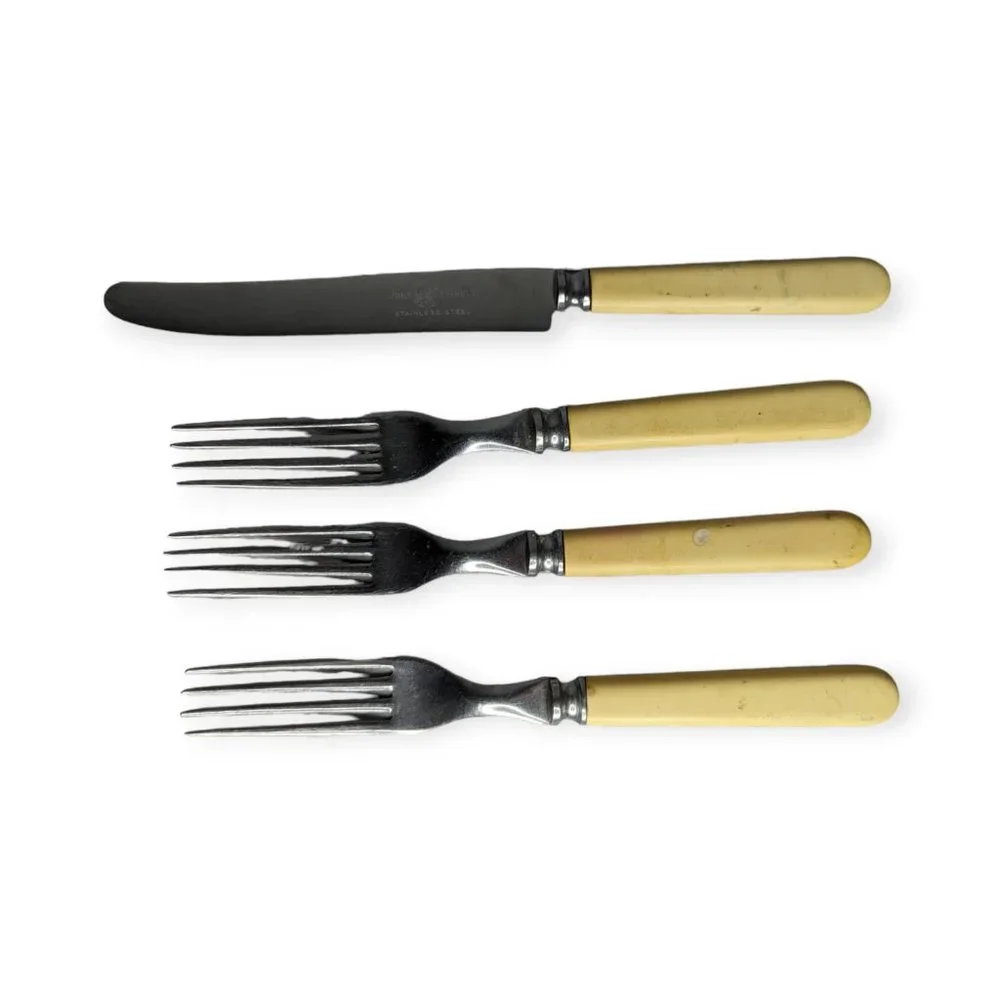 Vintage John Primble Stainless Steel Plastic Handled Utensils Lot of 4